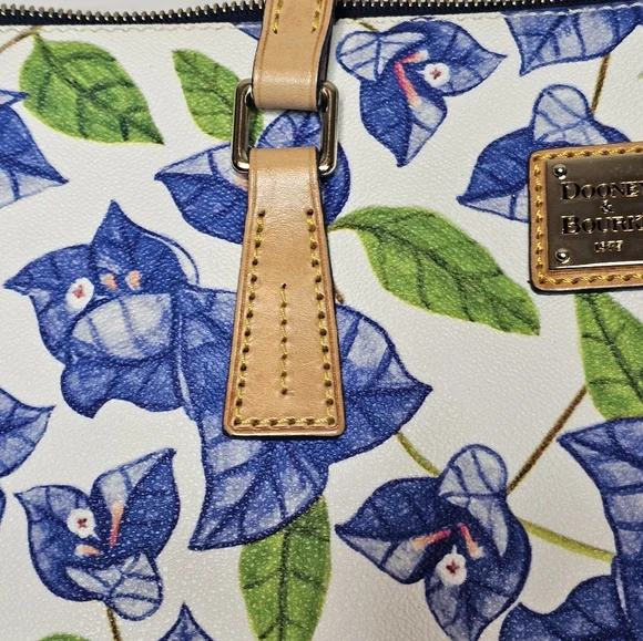 Dooney & Bourke Blue Bougainvillea Floral Handbag - Picture 3 of 15